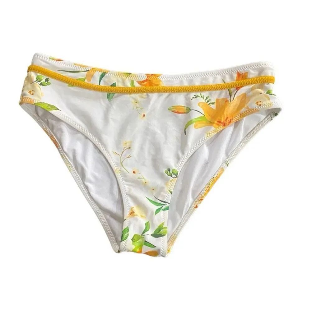 Cupshe swim bottoms yellow white large